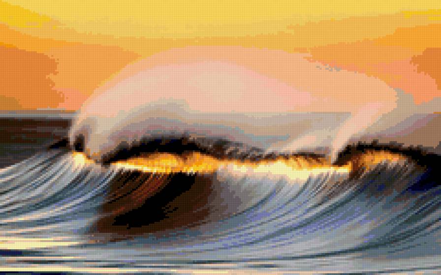 Волна - море, вода, закат, солнце, рассвет, океан - предпросмотр