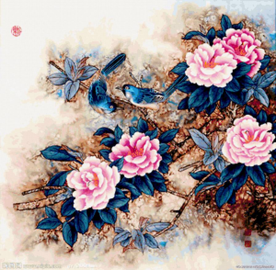 Китайские мотивы. - китай, цветы, восток, живопись - предпросмотр