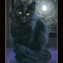 Оригинал схемы вышивки «черный кот» (№354049)