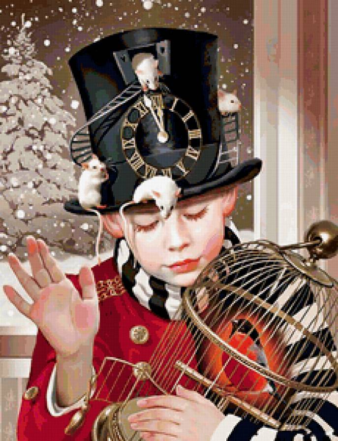 Иллюстрации Татьяны Дорониной 2 - мальчик, часы, животные, мышки, сказка, зима, снегирь, картина, птицы - предпросмотр