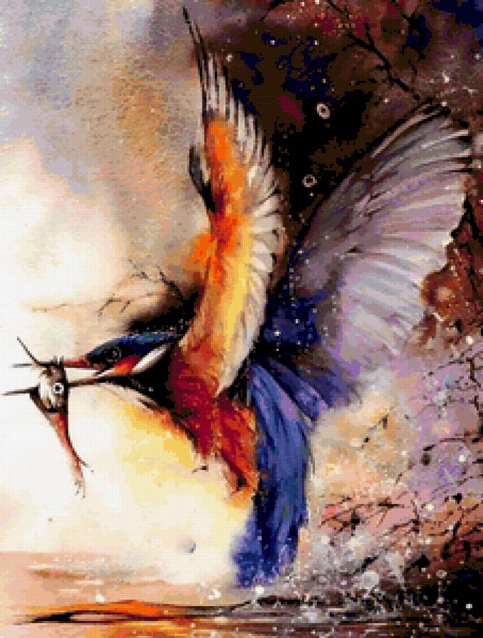 калибри - вода, рыба, птица, природа, река - предпросмотр