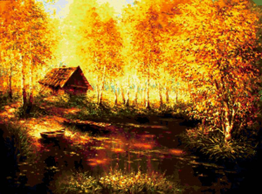 у реки - картина, живопись, лето, иваненко, деревня, пейзаж - предпросмотр