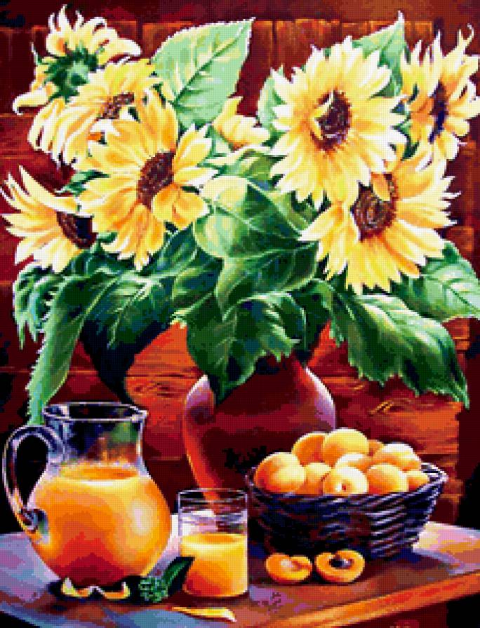 Летний натюрморт - сок, натюрморт, фрукты - предпросмотр