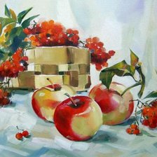 Натюрморт с рябиной и яблоками (по картине Л. Скрипченко)