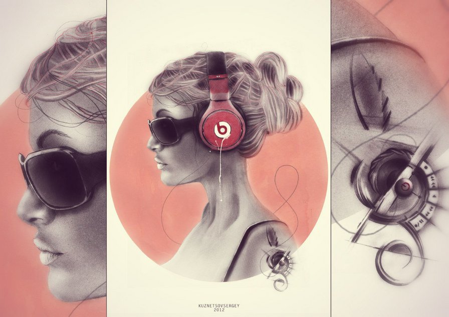 Девушка - музыка, наушники, 3 в 1 - оригинал