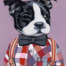 Оригинал схемы вышивки «Собака в одежде (heather mattoon)» (№357075)