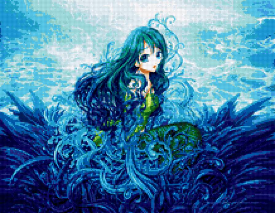 Русалочка - девушка, русалки, аниме - предпросмотр
