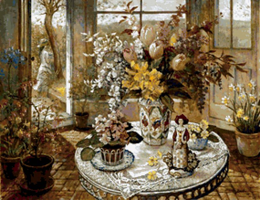 серия "букеты" - букет.цветы.окно.стол.кухня - предпросмотр