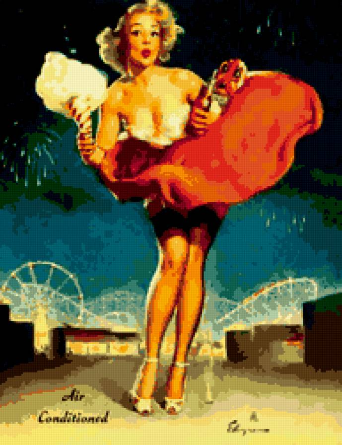 девушка - тело, вечер, ретро, чулки, красота, салют, девушка, она, пин-ап, винтаж - предпросмотр