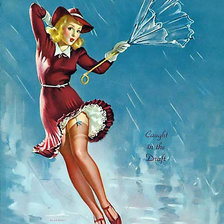Оригинал схемы вышивки «ретро девушка с зонтиком» (№357480)