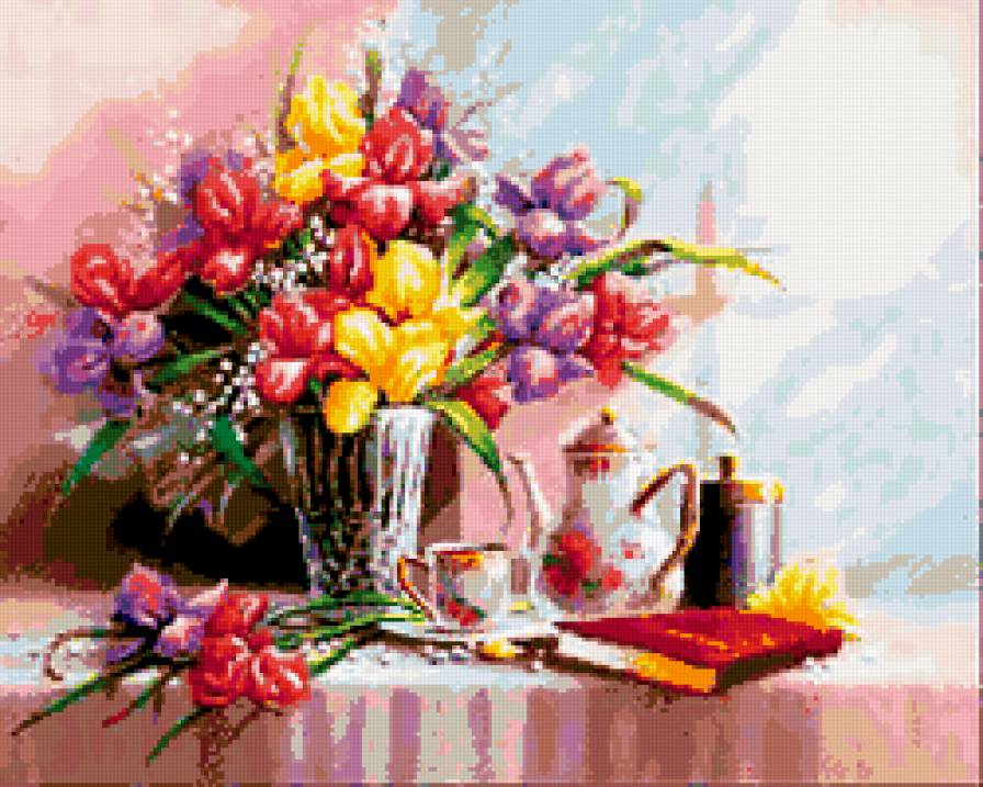 ирисы - ирисы, цветы, натюрморт - предпросмотр