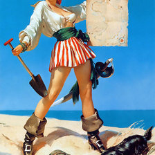 Оригинал схемы вышивки «ретро девушка пиратка» (№357606)
