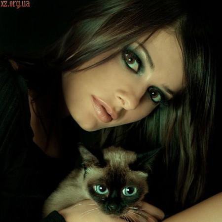 Девушка кошка - кошка, глаза, девушка, фентези - оригинал