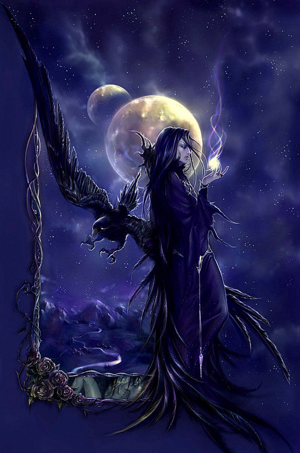 Рина - фентези, орел, ведьма, девушка, готика - оригинал