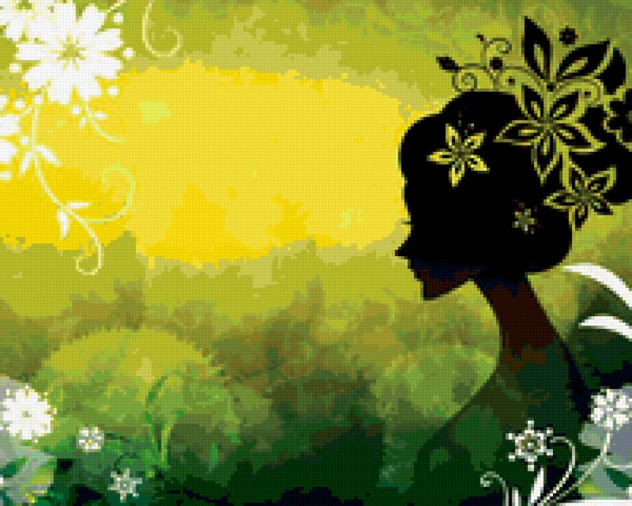 Женский силуэт - женщины, подушка, силуэты, лица - предпросмотр