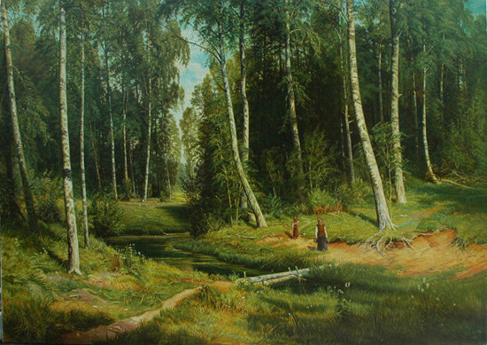 "Ручей в березовом лесу" Иван Шишкин - лес, береза, ручей, природа - оригинал