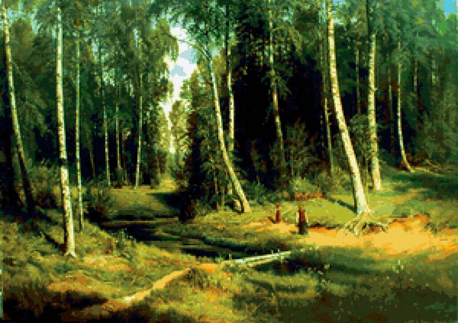 "Ручей в березовом лесу" Иван Шишкин - лес, природа, береза, ручей - предпросмотр