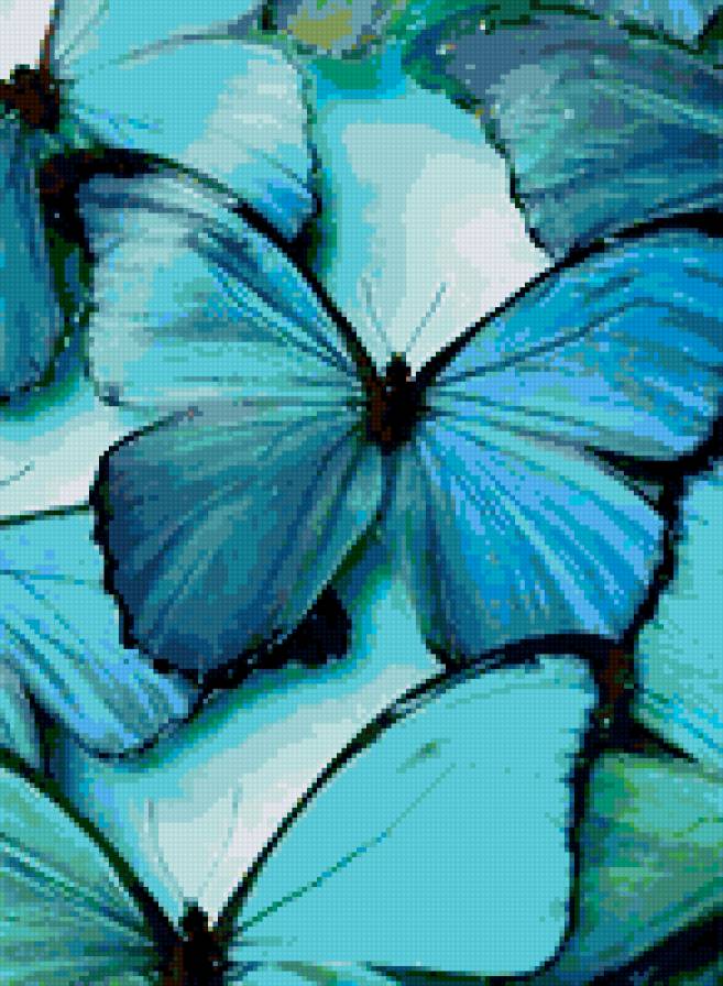 бабочки - бабочки, голубое, панно - предпросмотр