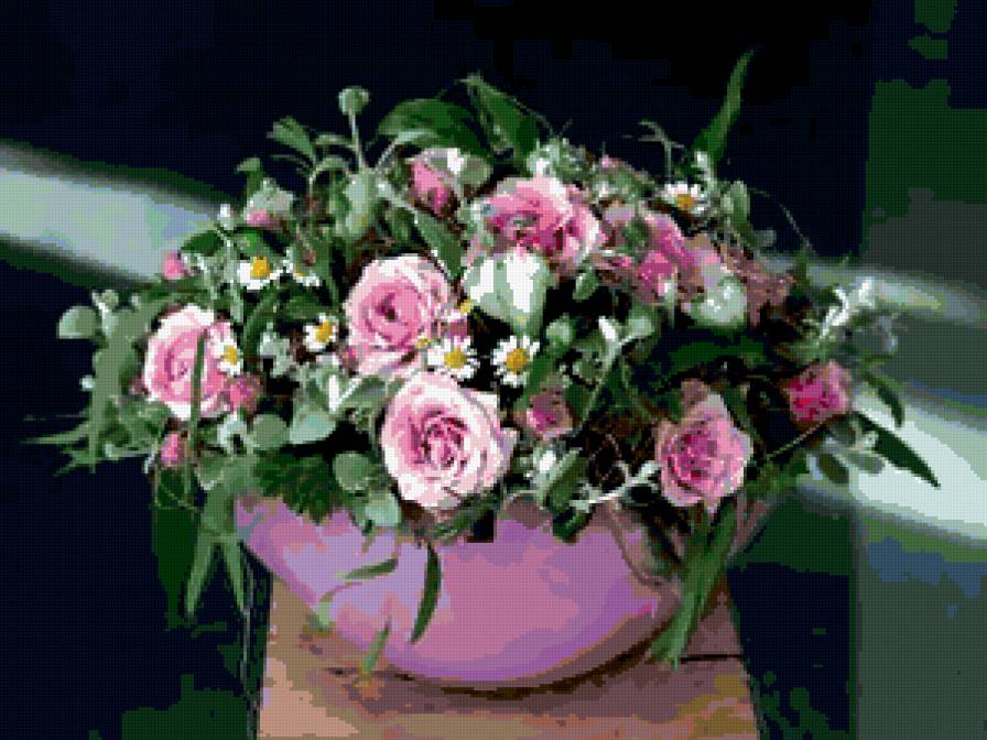 букет  корзине - букет, цветы, розы, корзина - предпросмотр