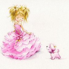 Схема вышивки «Девочка с собачкой»