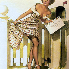 Оригинал схемы вышивки «ретро девушка» (№358377)