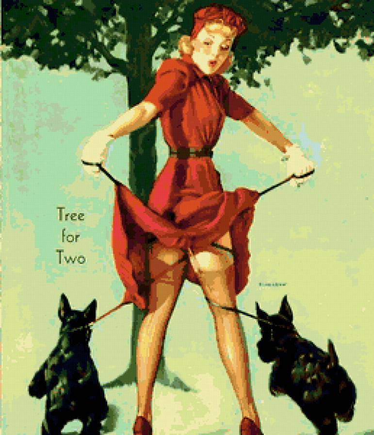 ретро девушка - она, ретро, собаки, красота, собачки, пин-ап, девушка, песики, винтаж - предпросмотр