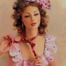 Схема вышивки «Девушка с бантом»