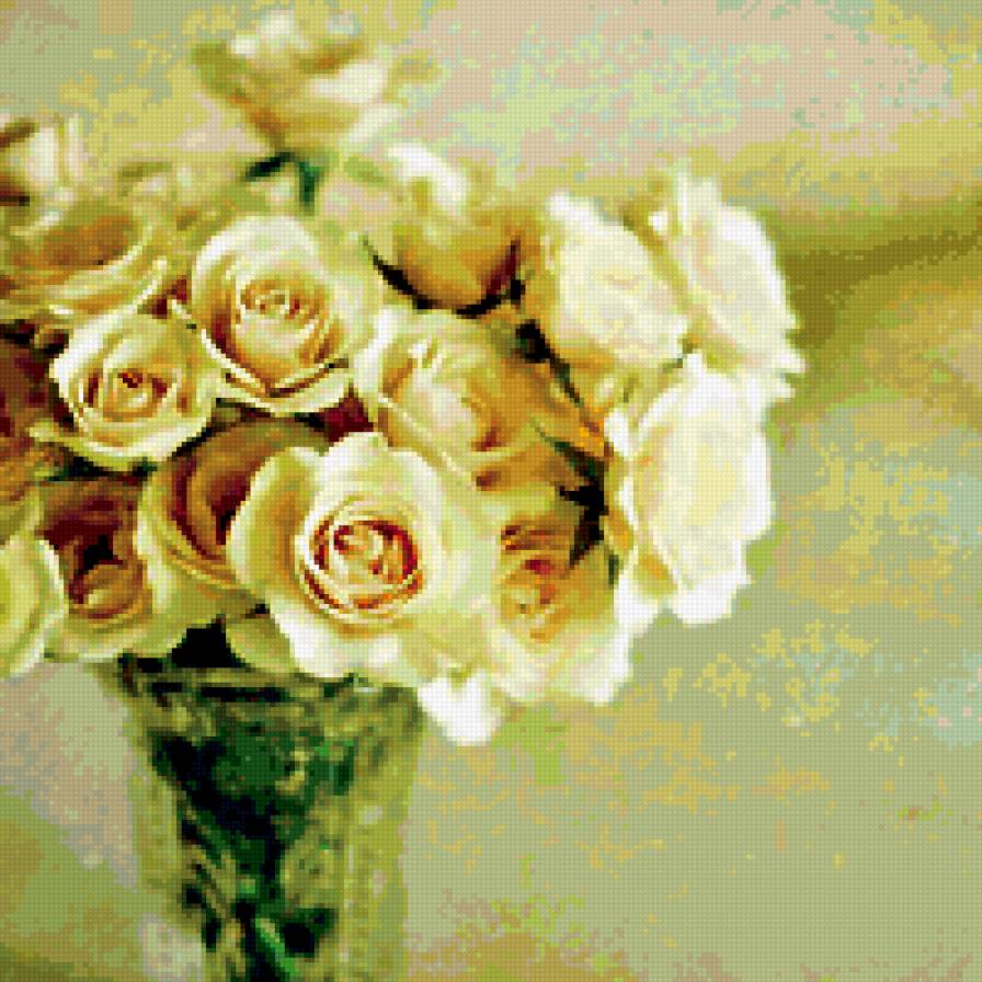 Белые розы - букет, цветы - предпросмотр