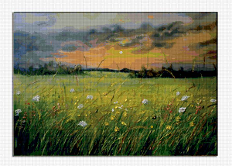 Польская художница Katarzyna Lach - природа, ночь, поле - предпросмотр