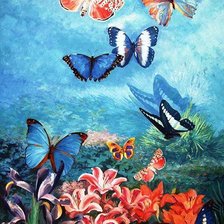 Схема вышивки «цветы и бабочки»