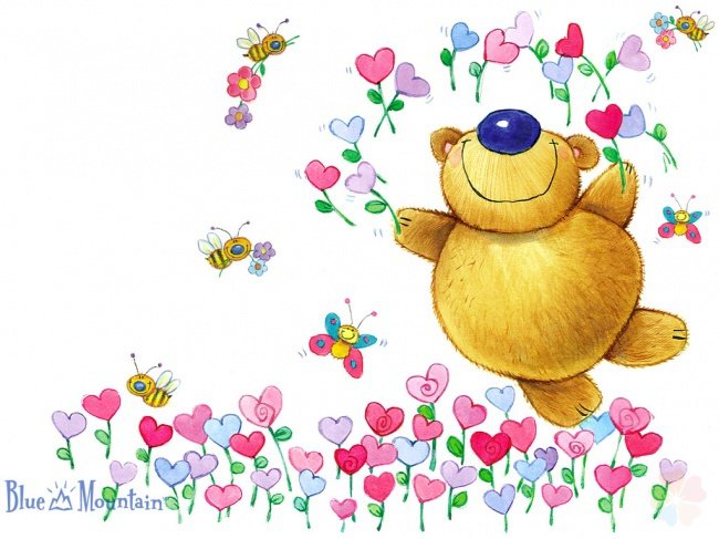 медвежонок - пчелы, сердца, бабочка, детям, медвежонок, медведь, игрушка, любовь - оригинал