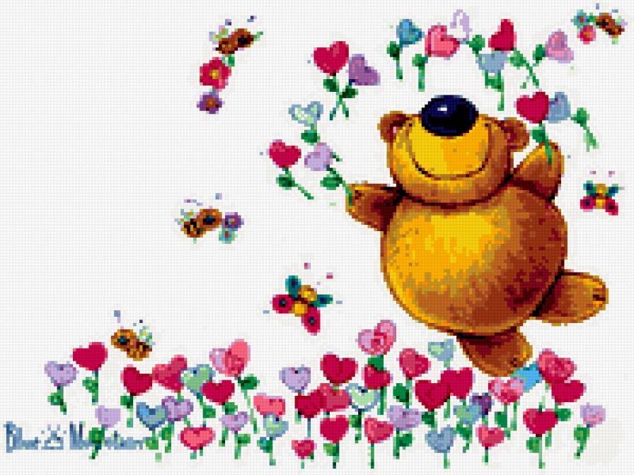 медвежонок - любовь, медведь, медвежонок, детям, пчелы, сердца, бабочка, игрушка - предпросмотр