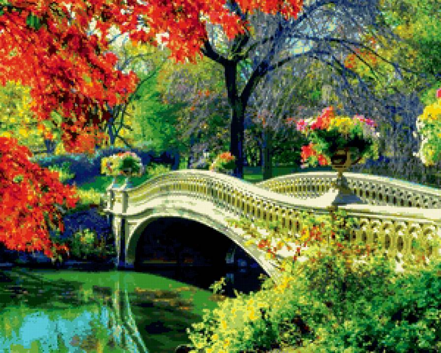 Сказка осени - осень мост солнце ярко - предпросмотр