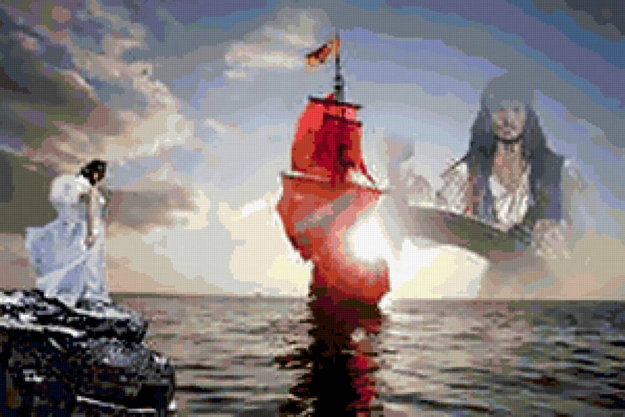 №359756 - парусник, ожидание, море, алые паруса, грезы, вода, романтика, берег - предпросмотр