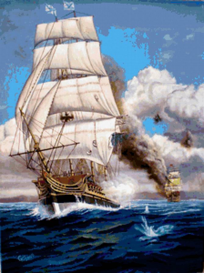Фрегат - корабль, парусник, море - предпросмотр