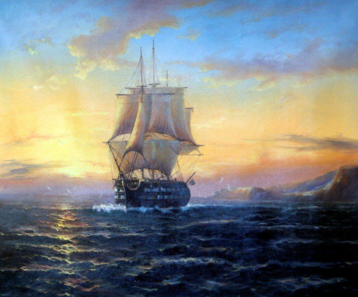 Фрегат - корабль, парусник, море - оригинал