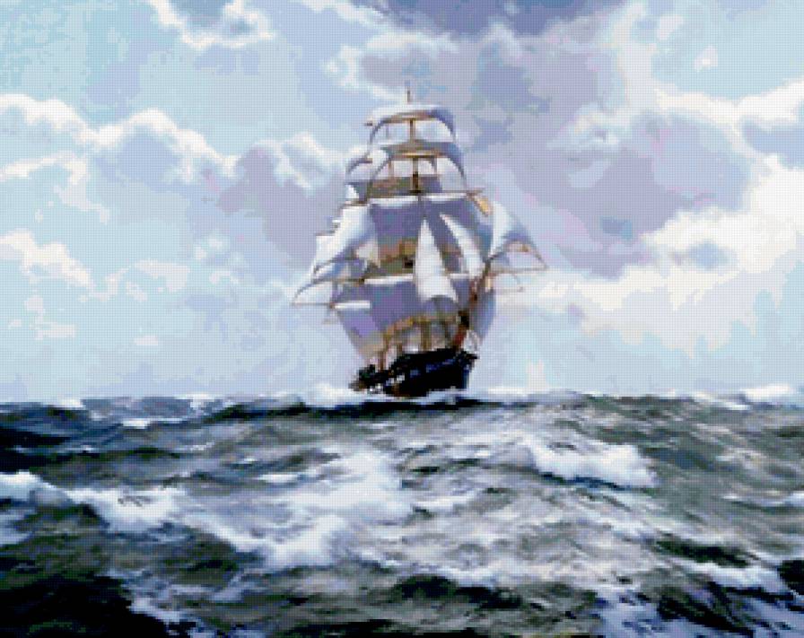 Фрегат - корабль, парусник, море - предпросмотр