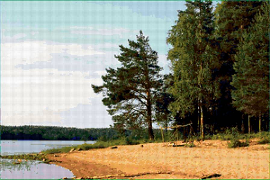 берег - деревья, река, озеро, берег, пейзаж - предпросмотр