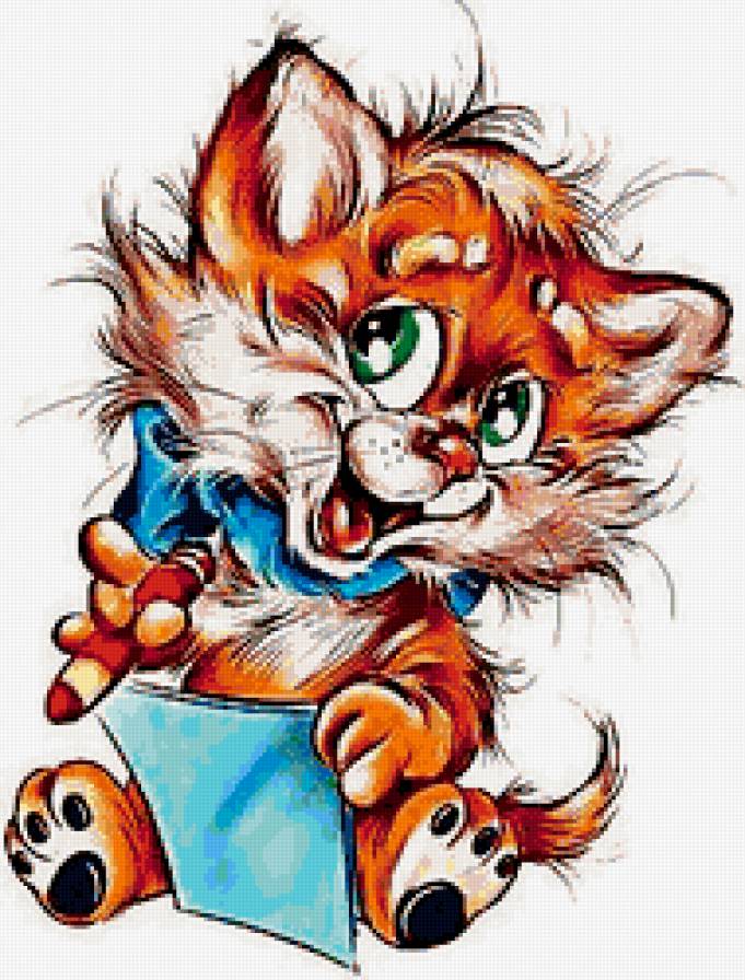 Юный художник - детская, животные, лисенок, картинка - предпросмотр