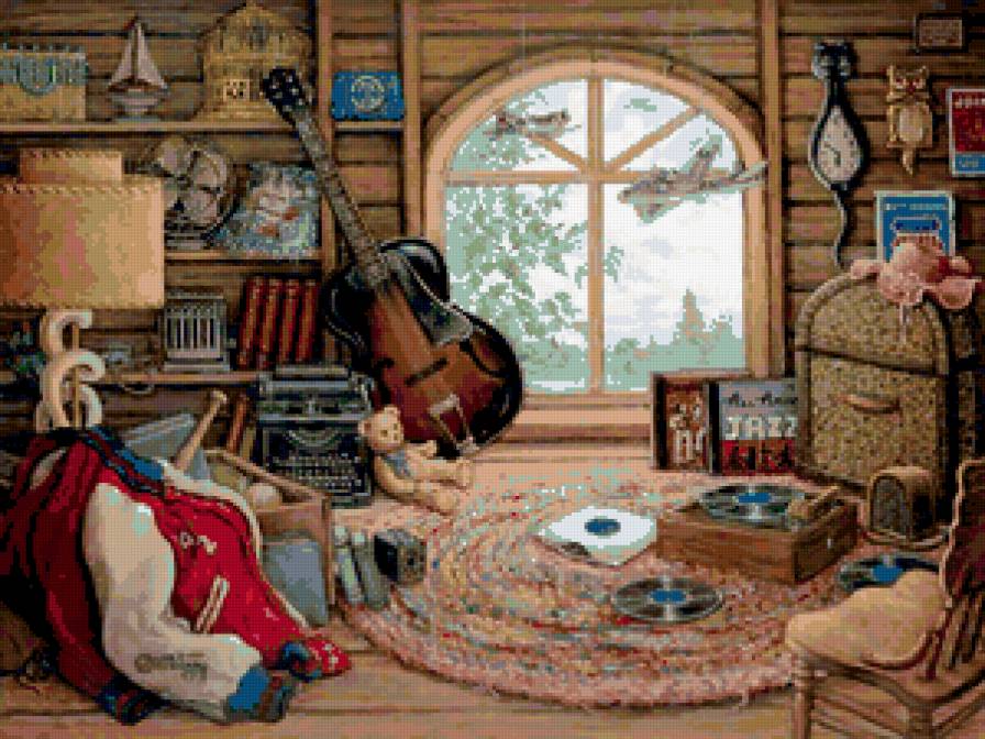 детская - пластинка, гитара, детская, дом, книги, часы, окно, уют, мишка, самолет - предпросмотр