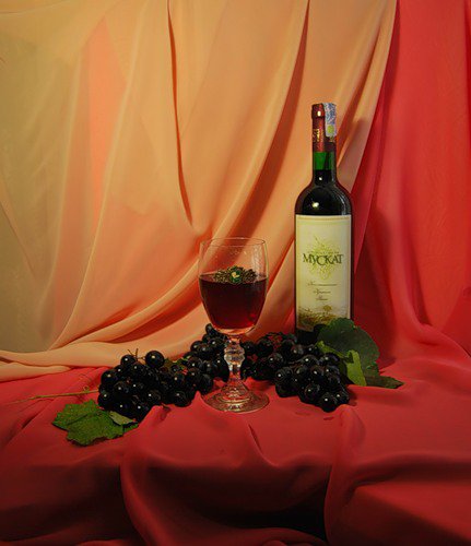 №360519 - натюрморт, фрукты, виноград, вино - оригинал