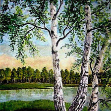 Схема вышивки «березки у реки»