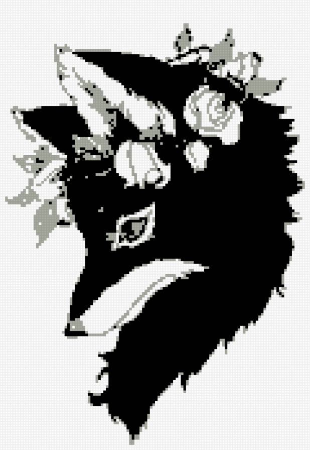 Лиса монохром - предпросмотр