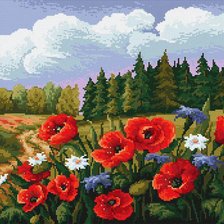 Схема вышивки «Лес и маки»
