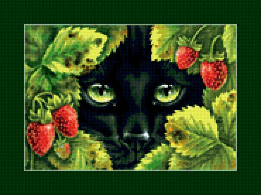 МЯУ! - клубника, сад, кошка - предпросмотр