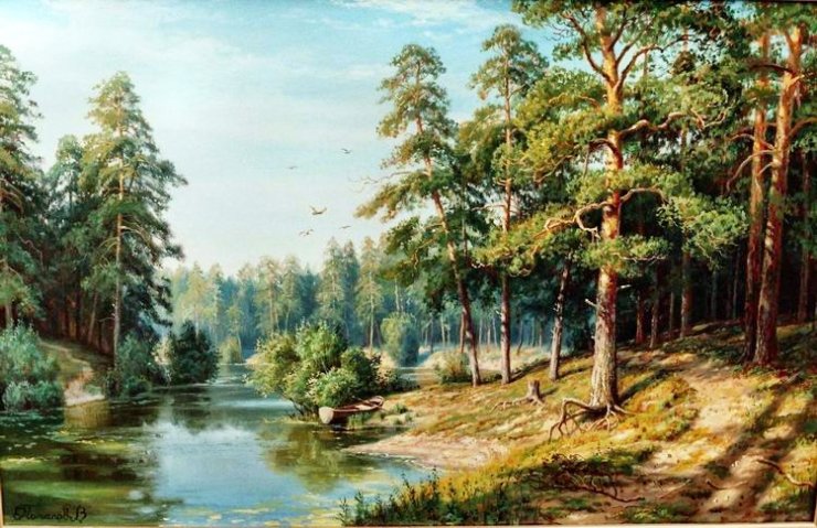 Пейзаж, лес, река - лес, река, пейзаж - оригинал