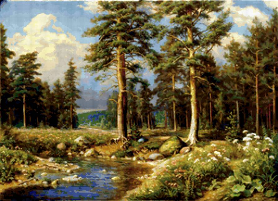 Пейзаж, лес, река - пейзаж, река, лес - предпросмотр