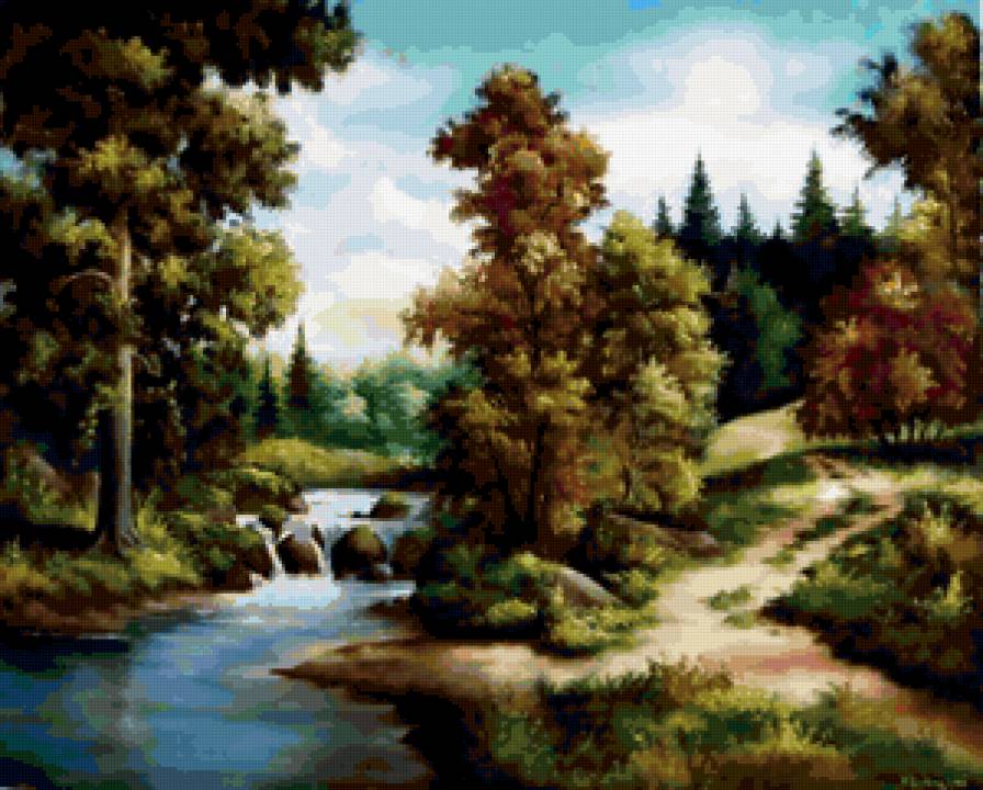 Пейзаж, лес, река, горы - река, пейзаж, лес, горы - предпросмотр