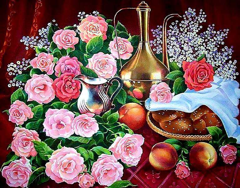 Натюрморт с розами - натюрморт - оригинал