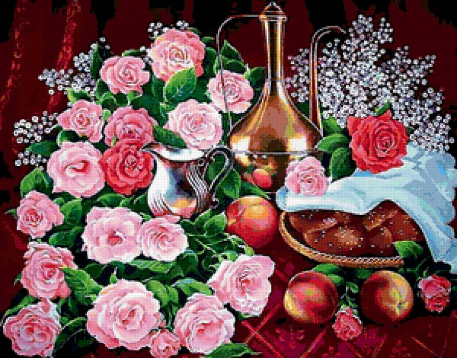 Натюрморт с розами - натюрморт - предпросмотр